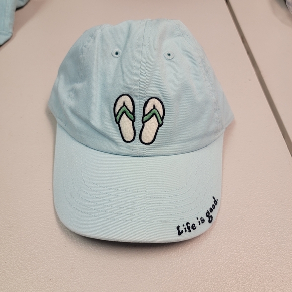 Life Is Good Hat Adult One Size Blue Sandals Flip Flops Beach Summer Relax - Picture 1 of 3